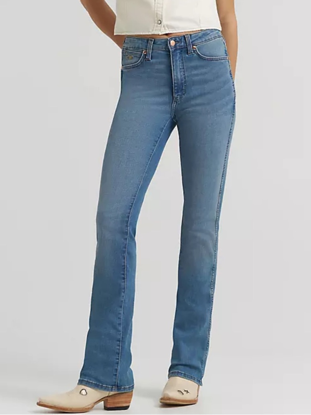 NWT Wrangler X Lainey Wilson Girl's Medium Wash Boot Hugger Jean Sz 20 Slim Boho